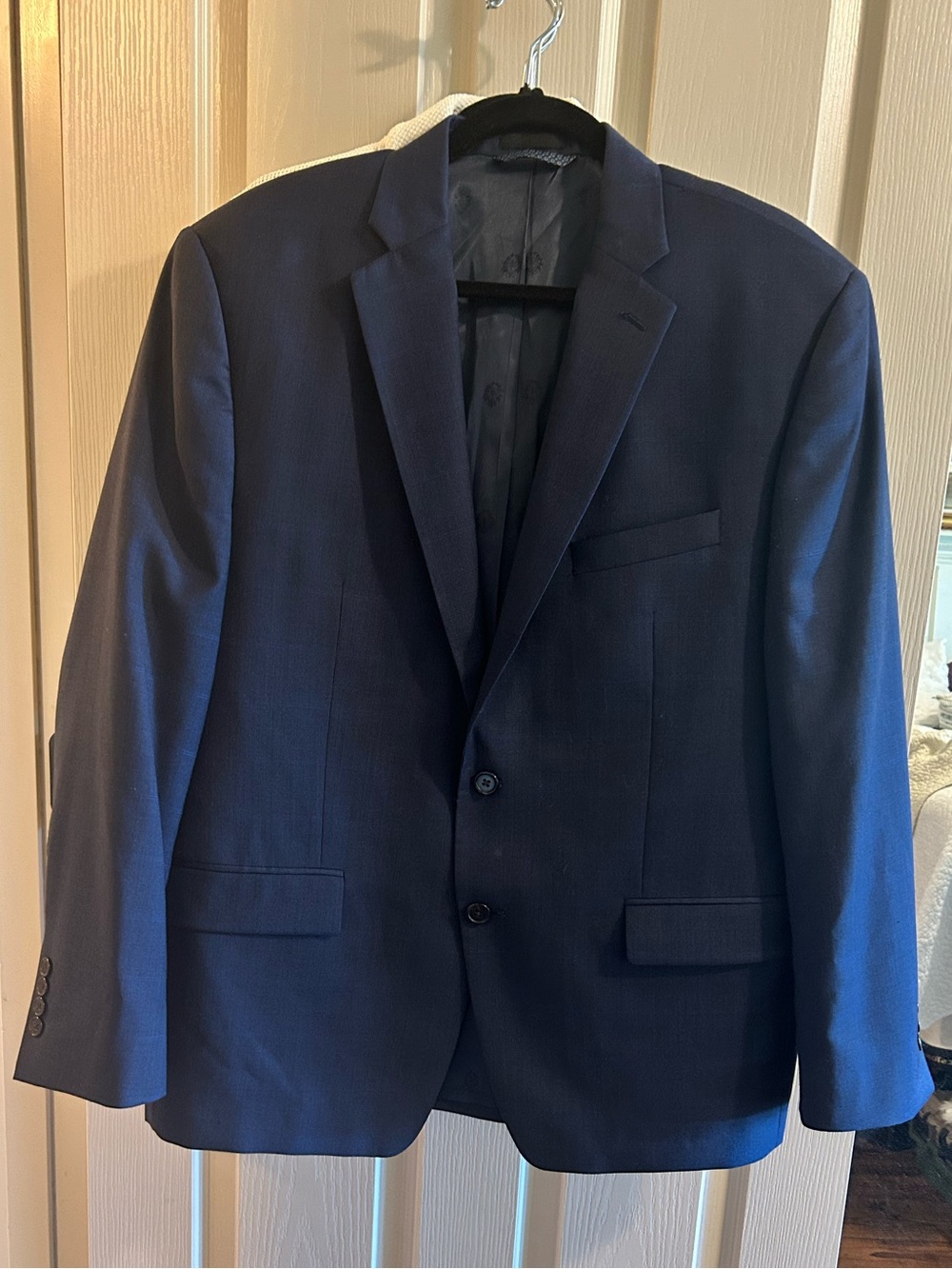 Vintage Ralph Lauren satin lined Navy plaid blazer. Union Made.